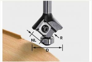 Roundover cutter with reversible blades S8 HW R1,5 D28 KL12,7OFK